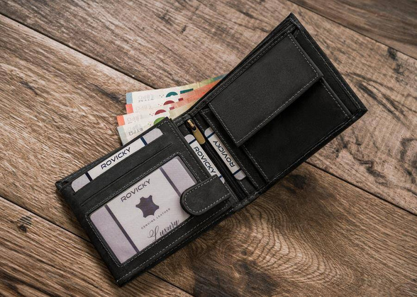 Portfel męski skórzany N992-CHM DEER Czarny