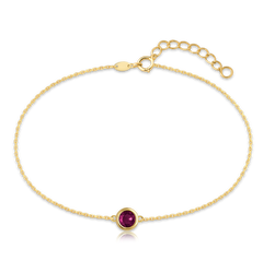 MINET Delikatna złota bransoletka z czerwonym cyrkonem Au 585/1000 0,95g