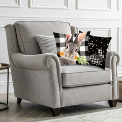 Lniana poszewka na poduszkę 45 x 45 cm KRÓLICZEK Black &amp; white POD234