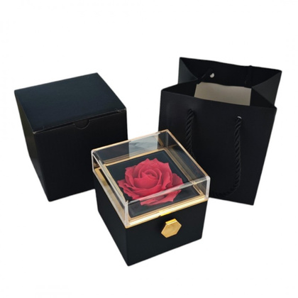 Pudełeczko Walentynkowe Rose Treasure Box na biżuterię Wieczna Róża Obrotowe PDOZ26CZ