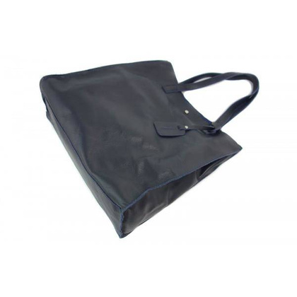 TOREBKI SKÓRZANE ZE SKÓRY NATURALNEJ SHOPPER BAG GENUINE LEATHER NA RAMIĘ A4 GRANATOWA GL46BS