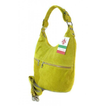 Klasyczny worek na ramię ,zamki suwaki XL A4 Shopper bag zamsz naturalny żółta W345GL2
