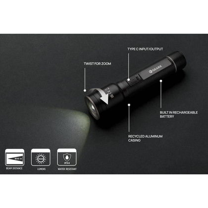 Duża latarka Gear X, ładowana przez USB, aluminium z recyklingu