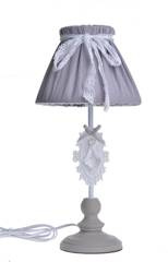 Lampa beżowo biała materiałowy klosz mała