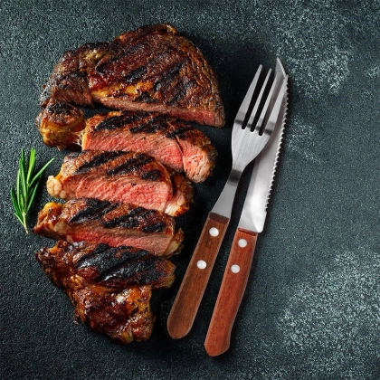 Sztućce noże do steków pizzy burgerów grilla grillowe zestaw komplet noży 6 sztuk