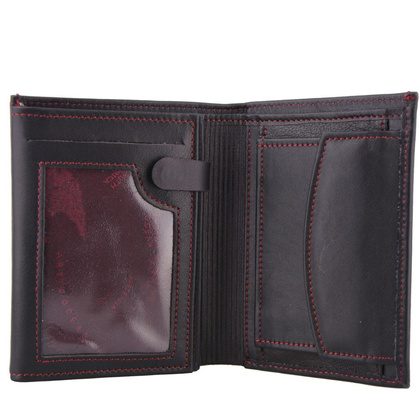 Portfel męski skórzany KEMER P4 LK Czarny / Czerwony - min. zamówienie 20 / 50 / 100 szt.