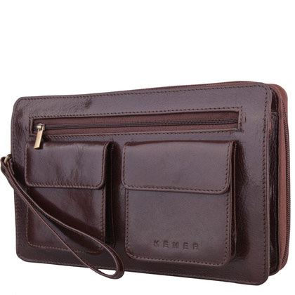Saszetka skórzana KEMER S 3 Brązowa - min. zamówienie 20 / 50 / 100 szt.