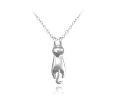 MINET Matowy naszyjnik srebrny KOT