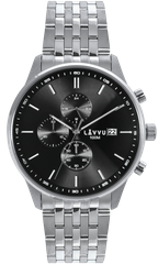 LAVVU Zegarek męski YSTAD Chronograph Black z wodoszczelnością 100M