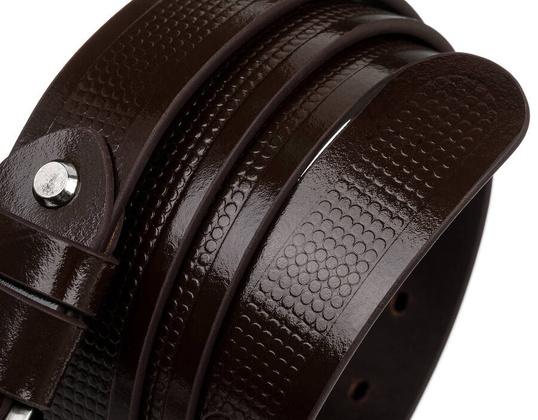 Pasek meski ze skory naturalnej licowej z ozdobnym tloczeniem