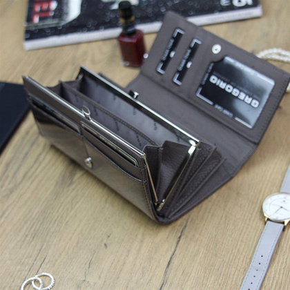 Portfel damski skórzany PELLUCCI LN-100 Popiel