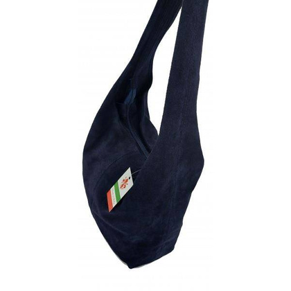 Zamszowy worek , Włoska skórzana torba xl a4 Granatowy shopper bag W356BS