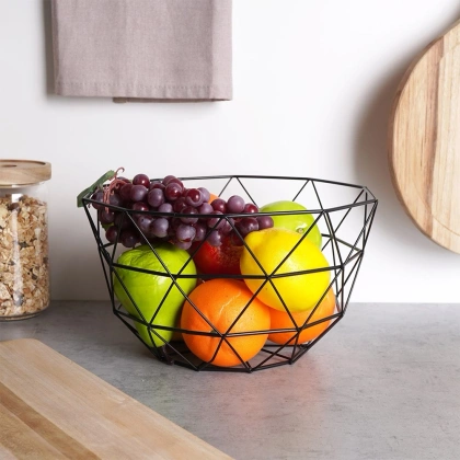 Koszyk na owoce i warzywa z wieszakiem kosz metalowy czarny miska loft