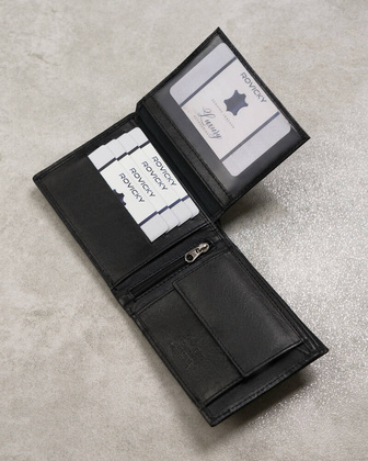 Skorzany portfel meski z zasuwanym schowkiem