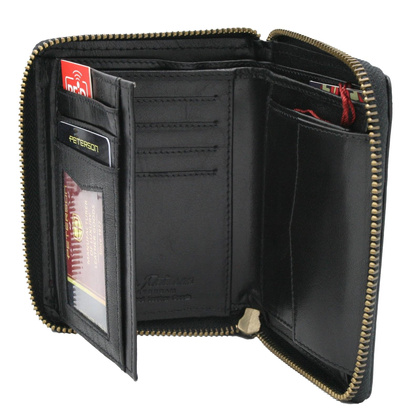 Skórzany męski portfel Peterson PTN 340.01 czarny + czerwony