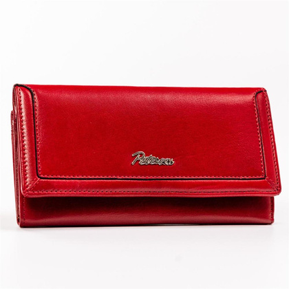 Duzy skorzany portfel damski na bigiel i zatrzask