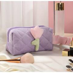 Kosmetyczka z motywem tulipana, pikowana podłużna fiolet KS101WZ3