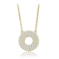 MINET Luksusowy pozłacany srebrny naszyjnik srebrny krąg z białymi cyrkoniami
