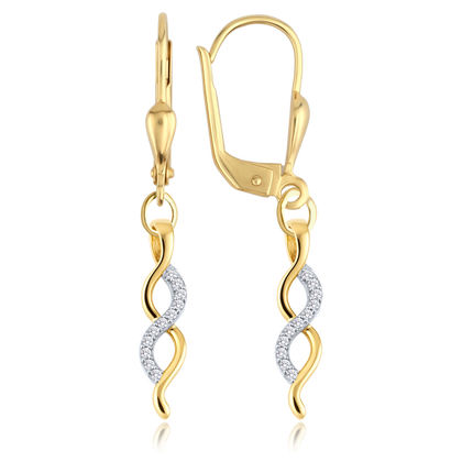 MINET Eleganckie złote kolczyki z białymi cyrkoniami Au 585/1000 2,40g