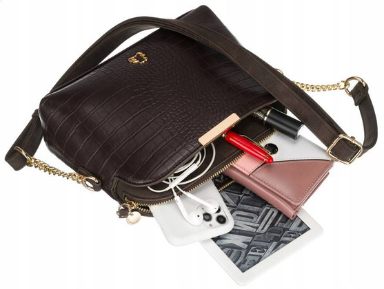 Listonoszka damska ze skory ekologicznej z tloczeniem na wzor skory krokodyla