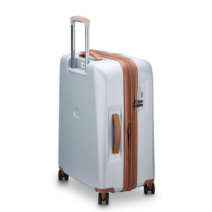 Delsey Promenade Hard średnia srebrna walizka na kółkach 66 cm