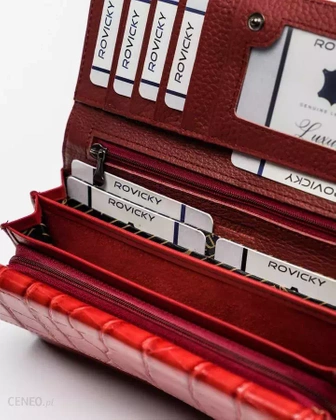 Podłużny portfel damski z klapką zdobiony wężowym wzorem — Cavaldi