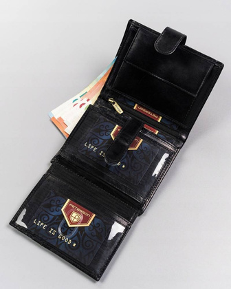 Duży, skórzany portfel męski na zatrzask