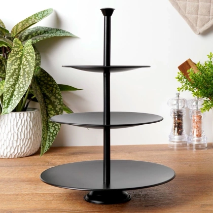 Patera 3-poziomowa metalowa czarna 36,5 cm