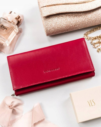 Duzy skorzany portfel damski na zatrzask