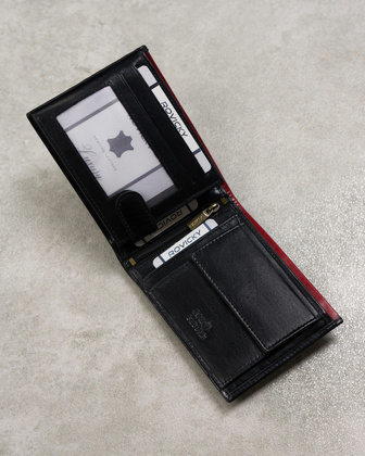 Portfel męski skórzany N992-RVT Black+Red