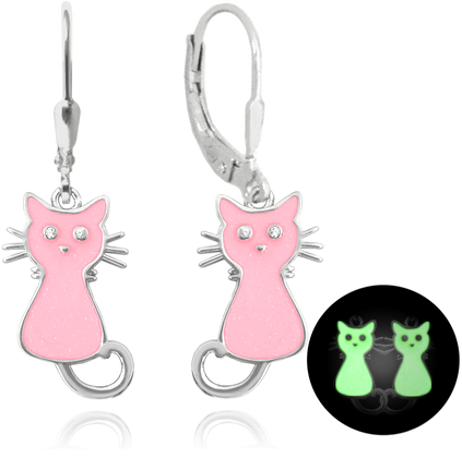 MINET Dziecięce srebrne kolczyki świecące KOTY