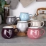 Kubek ceramiczny z uchwytem kolorowe serca zestaw 6 szt. 320 ml