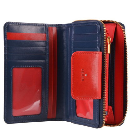 Portfel damski skórzany KEMER D58 Granatowy - min. zamówienie 20 / 50 / 100 szt.