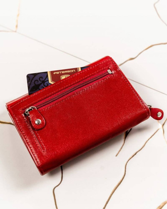 Zestaw prezentowy pojemny portfel damski i brelok ze skory naturalnej