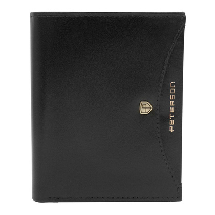 Skórzany męski portfel Peterson PTN PTN 333.01 czarny + czerwony
