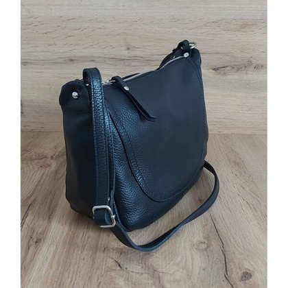 Duża pojemna Włoska skórzana listonoszka A5 Vera Pelle Czarna VPLB25N