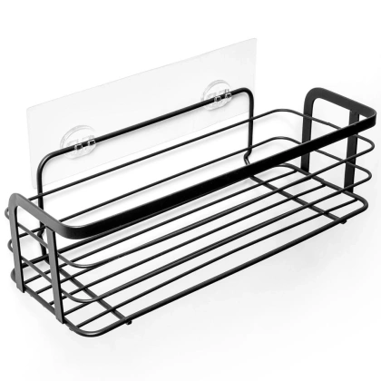 Półka łazienkowa przyklejana pod prysznic metalowa czarna