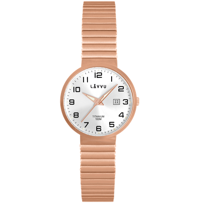 LAVVU Tytanowy zegarek rozciągany o wodoszczelności 100M LUNDEN Small Rose Gold