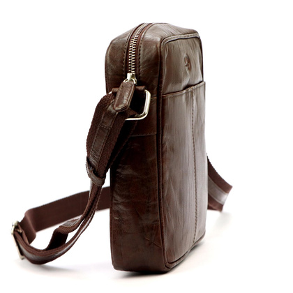 Saszetka męska z naturalnej skóry EL FORREST MB26-23 Brązowa