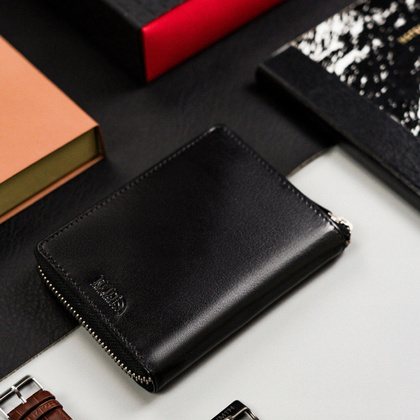 Skórzany męski portfel Peterson PTN 340-PR 2-1-1 Czarny