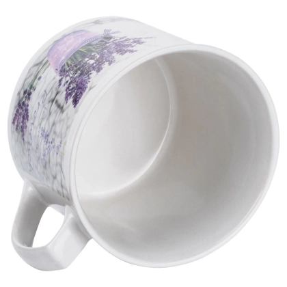 Kubek ceramiczny z uchem / garnuszek do podgrzewania lawenda 650 ml