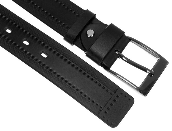 Szeroki skorzany pasek meski z ozdobna perforacja