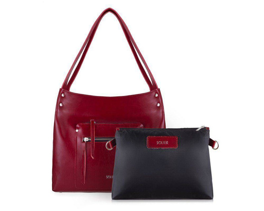 Skórzana torba damska shopper Vitoria FL18 bordowa - min. zamówienie 20 / 50 / 100 szt.