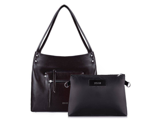 Skórzana torba damska shopper Vitoria FL18 czarna - min. zamówienie 20 / 50 / 100 szt.