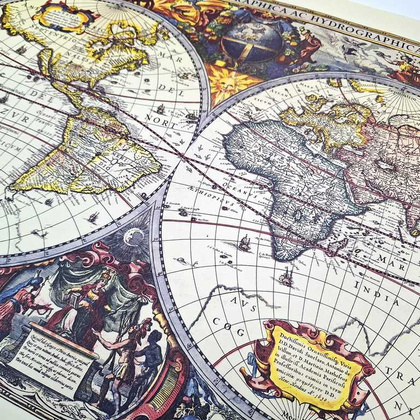 Mapa świata 1630r. - J.Hondius reprint - M1630 - Prezent dla historyka