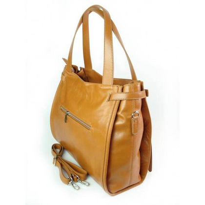 Duża włoska torebka Vera Pelle na ramię ,pojemna Camel WLB199C