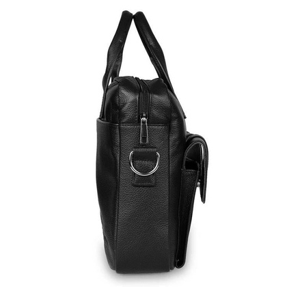 Skórzana torba męska na laptopa 15,6" ramię czarna - Pavone Nero Rimini 2409 BL