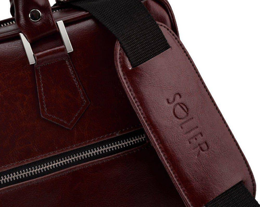 Skórzana torba na laptop z uchwytem na walizkę SL23 bordowa - min. zamówienie 20 / 50 / 100 szt.