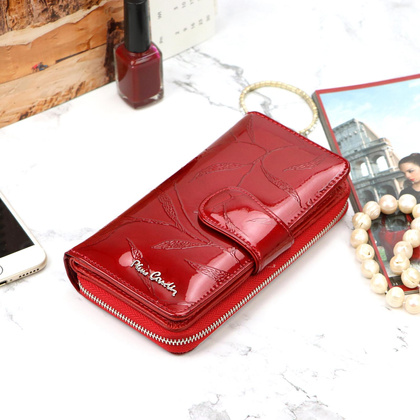 PIERRE CARDIN Skórzany portfel damski, czerwony