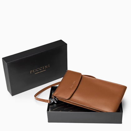 Torebka na telefon skórzana PUCCINI VULCANO VC92525 2B Brązowa